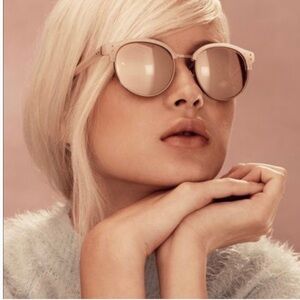 Linda Farrow Clubmaster 24k Rose Gold-Plated Pink Mirrored Sunglasses Square